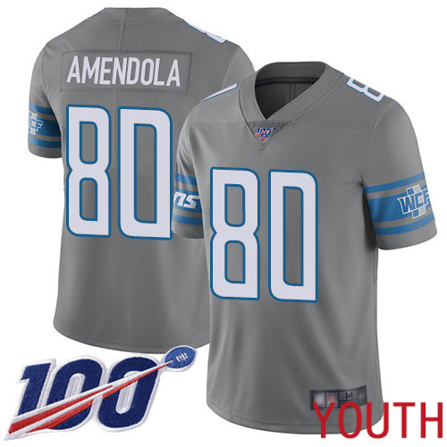 Detroit Lions Limited Steel Youth Danny Amendola Jersey NFL Football #80 100th Season Rush Vapor Untouchable
